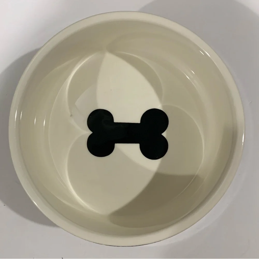 PetRageous Vintage Look Ceramic Dog & Cat Water Bowl 3.5-cup Black White